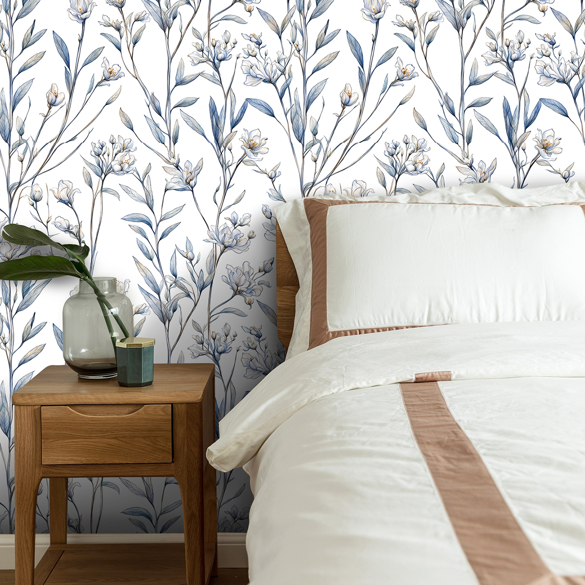 Cross border wallpaper sketching floral patterns retro personalized watercolor style wallpaper waterproof and moisture-proof home decoration