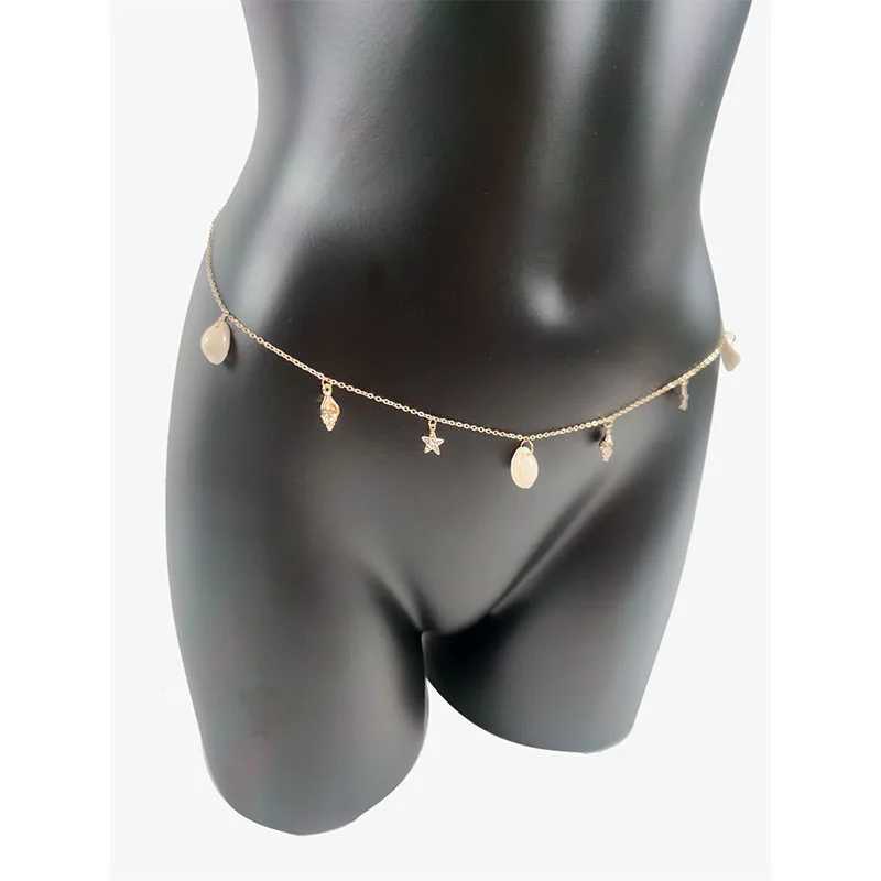 Body jewelry waist chain female abdominal chain punk fashion bikini sexy dress beach accessories luxurious shell gothic metal gift W240809