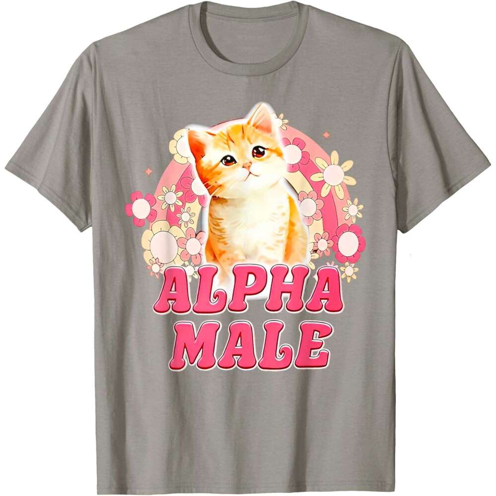 T shirt for Mens Alpha Male Cat Kitten Funny For Men Women T-Shirt Shirts Tshirt Graphic Tee Casual Tops Clothes Short sleeve