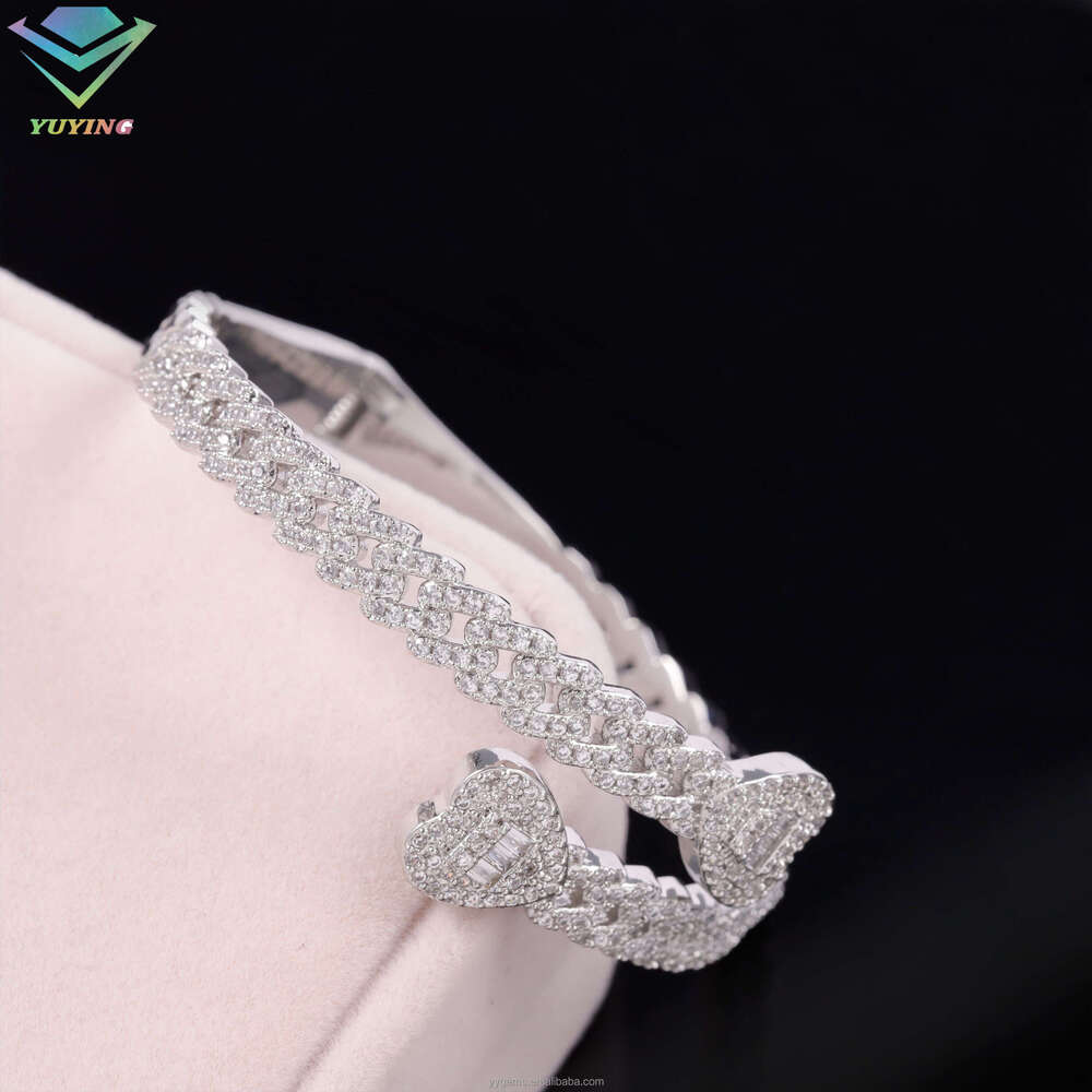 Fashion Jewelry Bracelets Bangles 13Mm S Sier White Baguette Moisssanite Stone Single Row Bracelet For Men Women Style