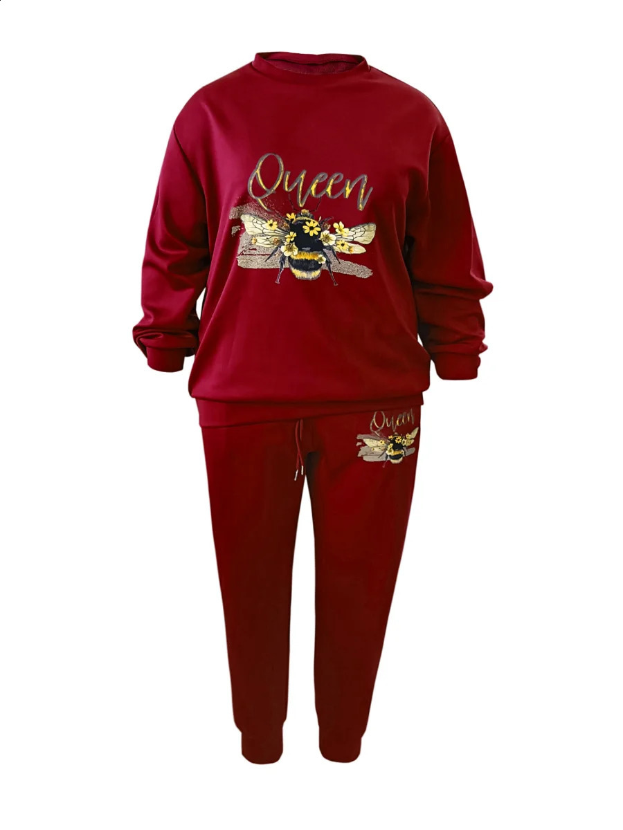 LW Plus Size Woman Tracksuit Two Piece Set Letter Print Pants Set Pullovers Sweatshirts Female Jogging Woman Clothing Sports Sui 240810