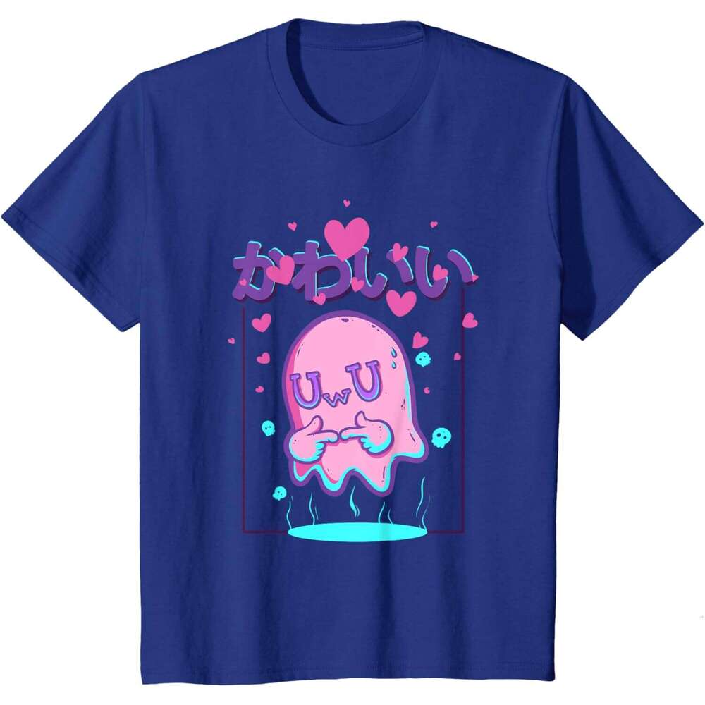 T shirt for Mens Kawaii Uwu Ghost Anime Japanese Manga Otaku Halloween T-Shirt Shirts Tshirt Graphic Tee Casual Tops Clothes Short sleeve