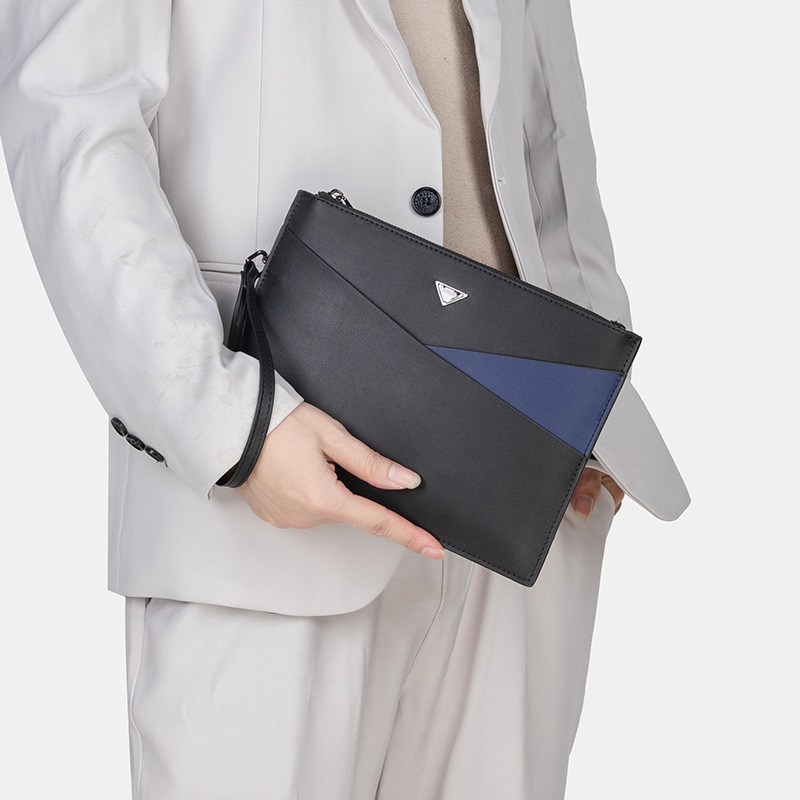 New PU material large capacity men's hand bag fashion simple hand bag business clip bag underarm bag
