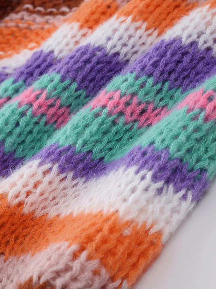 Chic Multi-color Knitted Cardigan Sweater Women Autumn Spring Fashion Long Sleeve Loose Leisure Sweaters Female Streetwear 240809