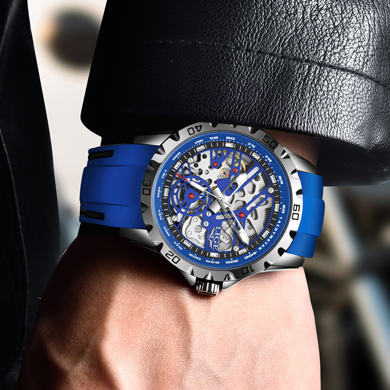 LIGE Youth fashion Mechanical Watch Men's waterproof watch Holiday Gift Luxury brand watch three pin mechanical watch