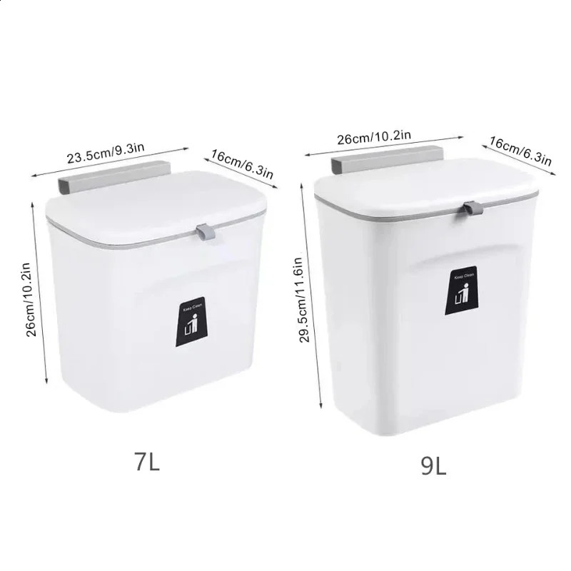 Hanging Trash Can with Lid Large Capacity Kitchen Recycling Garbage Basket Cabinet Door Bathroom Wall Mounted Trash Bin Dustbin 240809