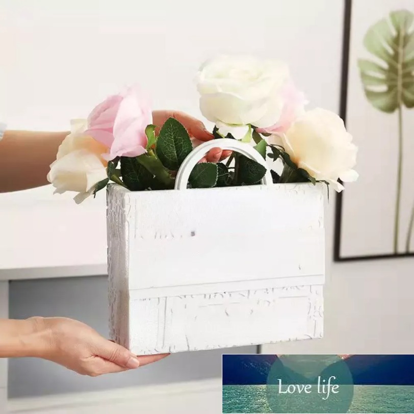 Classic Nordic Home Decor Resin Flowers Bag Vase Study Office Wedding Dining Table Flower Pot Handbag Living Room Sculpture