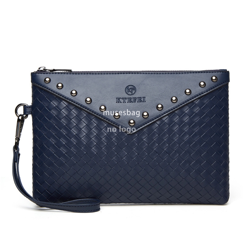 The new PU material of high quality men and women's personality button bag woven hand bag cross-border products