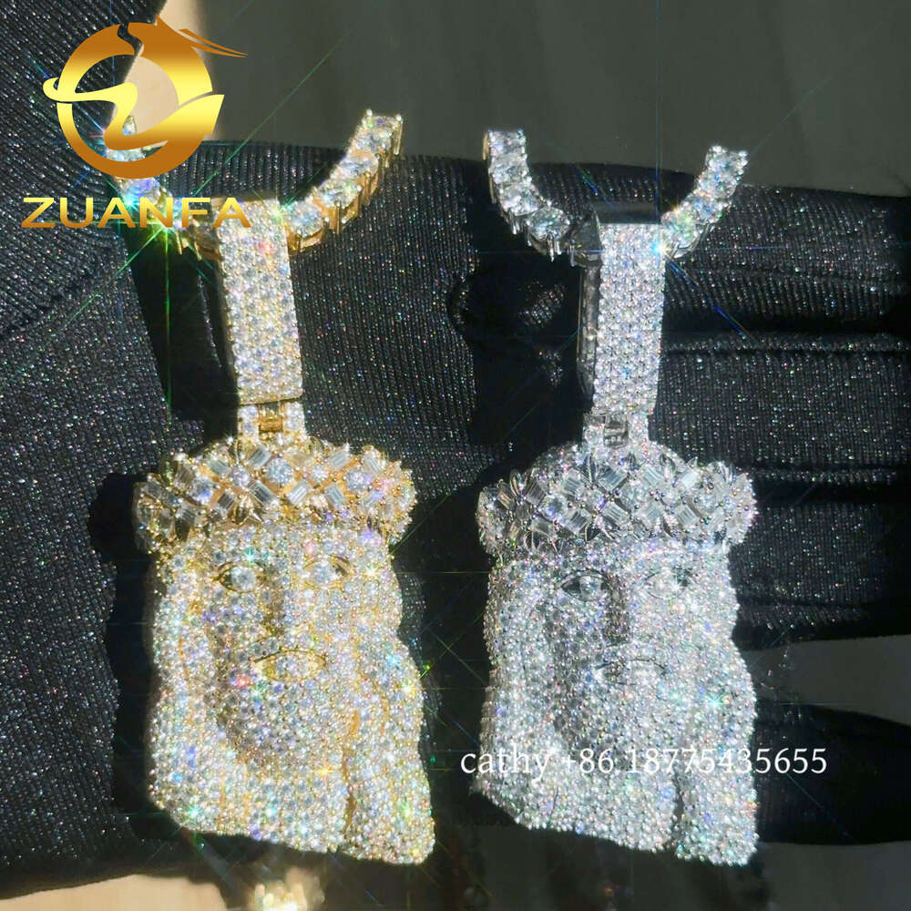 Ready To Ship Iced Out Jesus Head Moissanite Dia Sier Hip Hop Pendant For Tennis Cuban k Chain