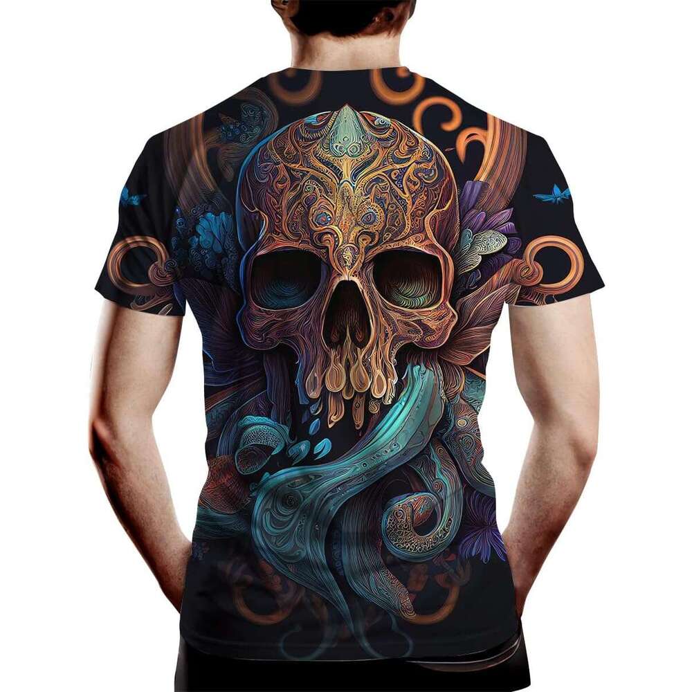 Halloween Mens T shirt Darkness Skull King Shirt Sea Creature Jellyfish Octopus T-Shirt shirts tshirt graphic tee Casual tops summer clothes Short sle