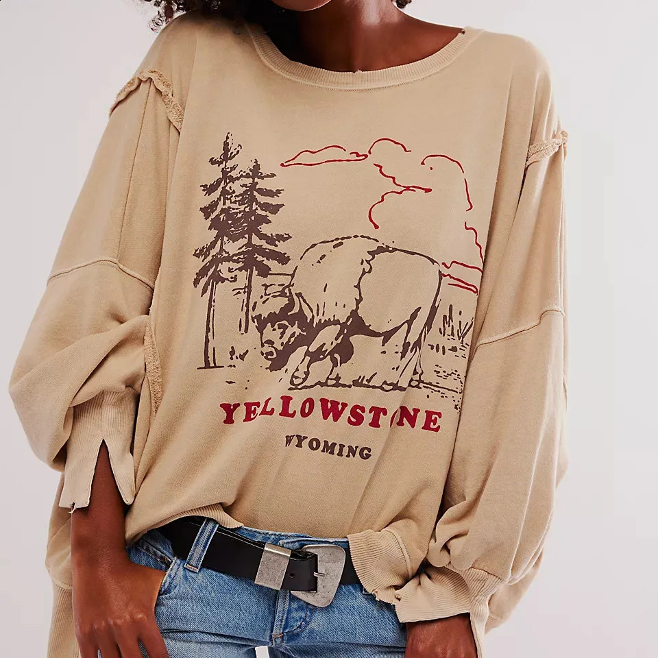 Womens Graphic Sweetgirl Y2k Long Sleeve Falling Shoulder Crewneck Shirt Top Mens Double sided Floral Retro Side Seam Sweater 240809