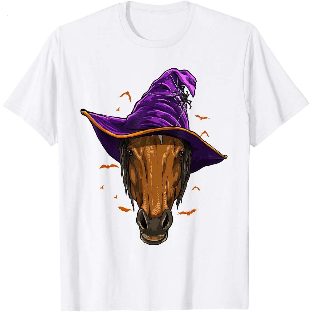 T shirt for Mens Witch Halloween Horse Shirt Equestrian Horse Lover Cowboy T-Shirt Shirts Tshirt Graphic Tee Casual Tops Clothes Short sleeve 2025