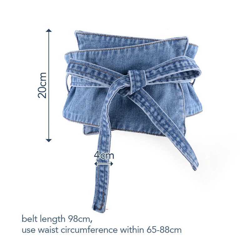Belts Womens denim belt Peplum waist wide corset butterfly strap dress Gothic bicycle decal lace bow detachable belt Y240810OYST