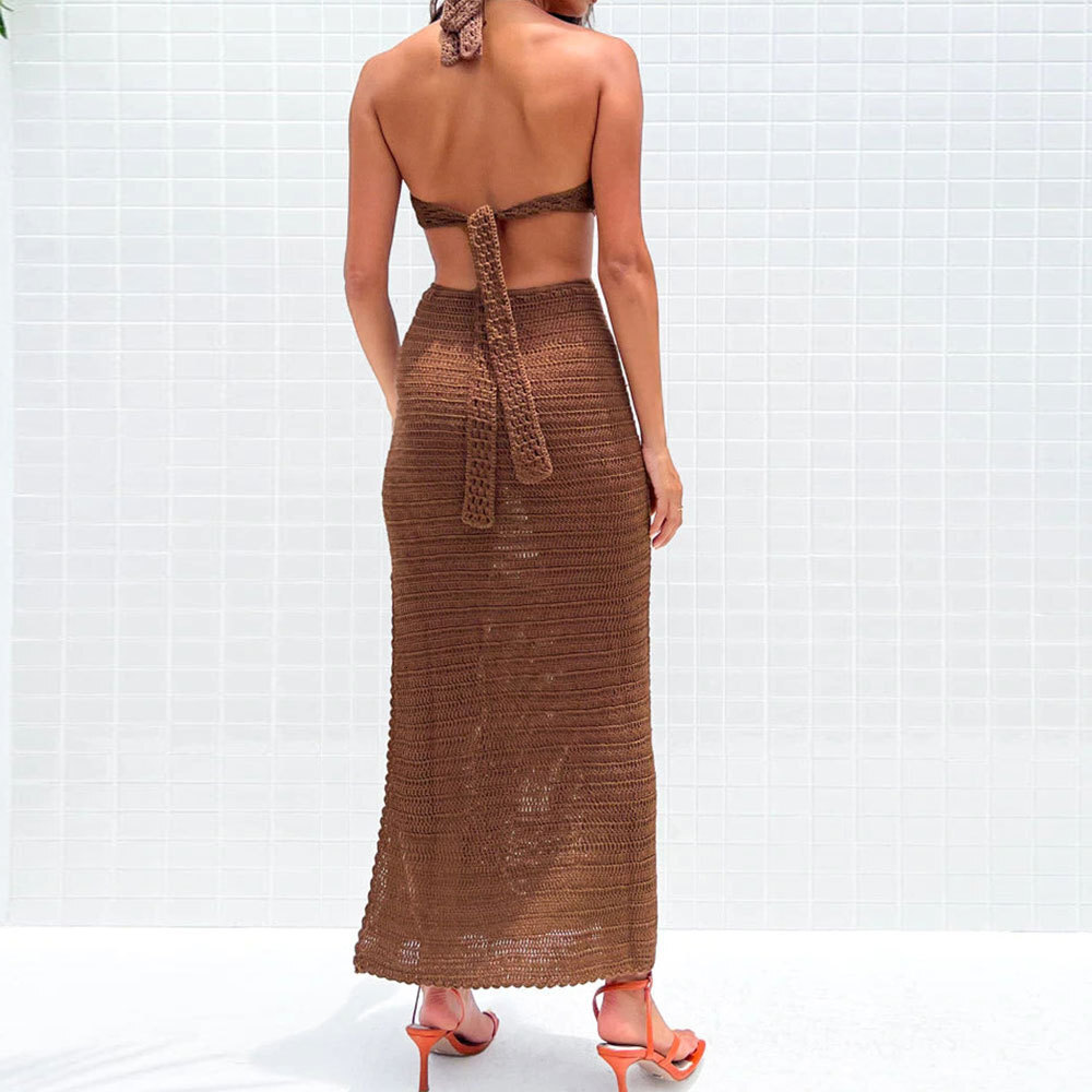 Swimwear Cover-up Bikini Jacket New V-neck Open Waist Back Lace Up Beach Skirt