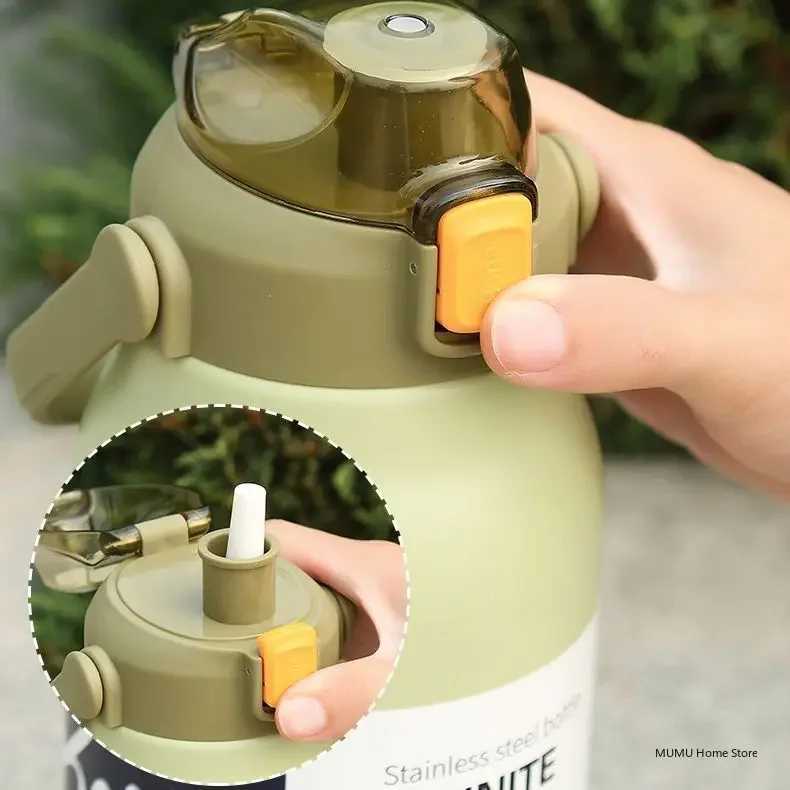 Large Capacity Thermal Water Bottle With Straw Tumbler Stainless Steel Thermo Bottle Gym Vacuum Flask Cold and Hot Insulated CupCL24809