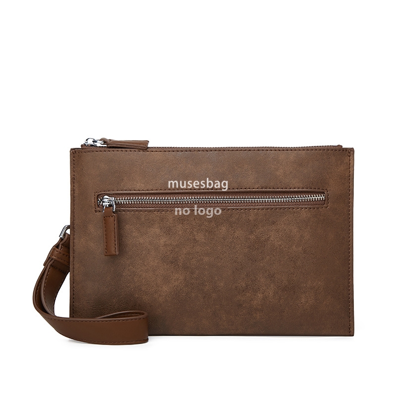New men's grab bag Crazy horse print grab bag soft surface waterproof business mobile phone bag underarm bag span coin wallet
