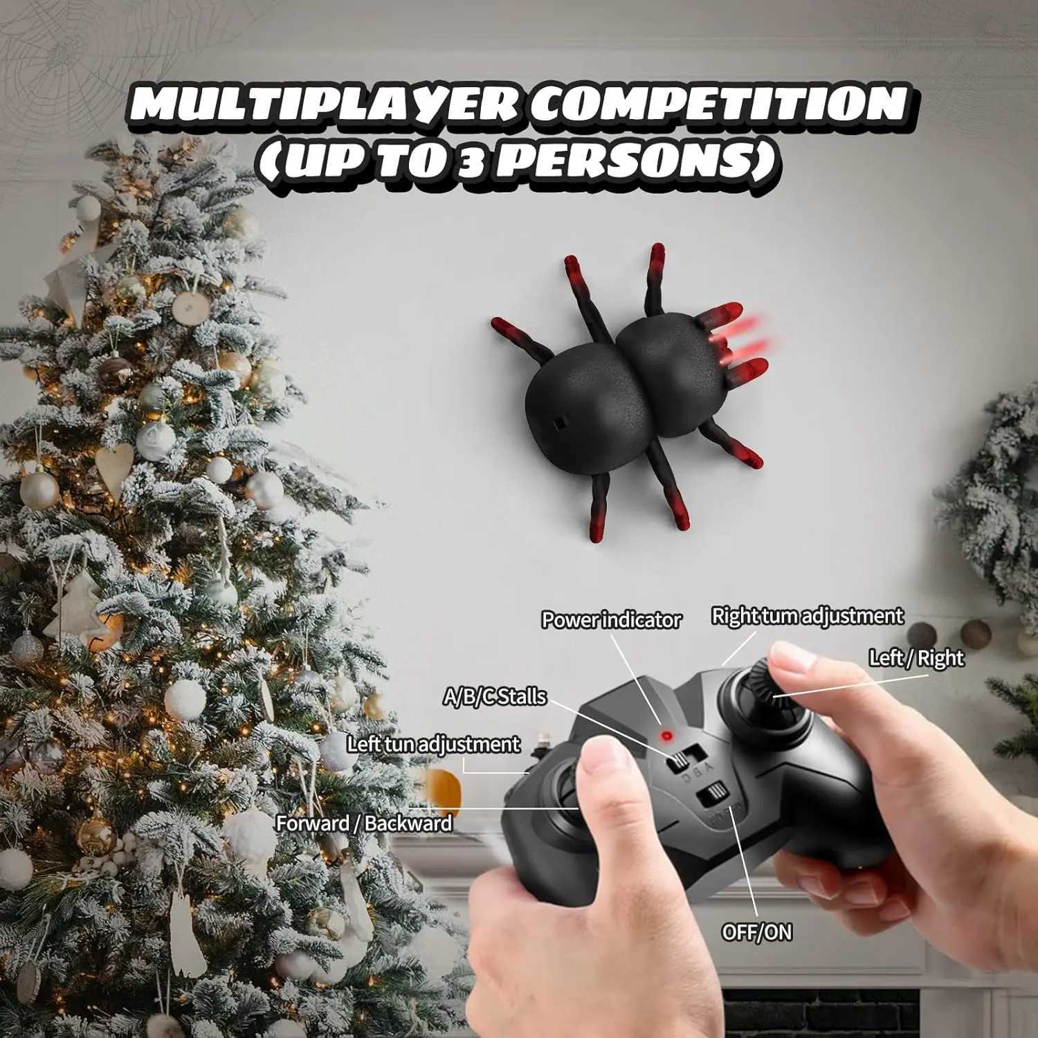 Realistic Wall-Climbing Remote Control Spider Toy with LED Light for 6+ Boys Girls RechargeableHalloween Spoof GiftsY240810