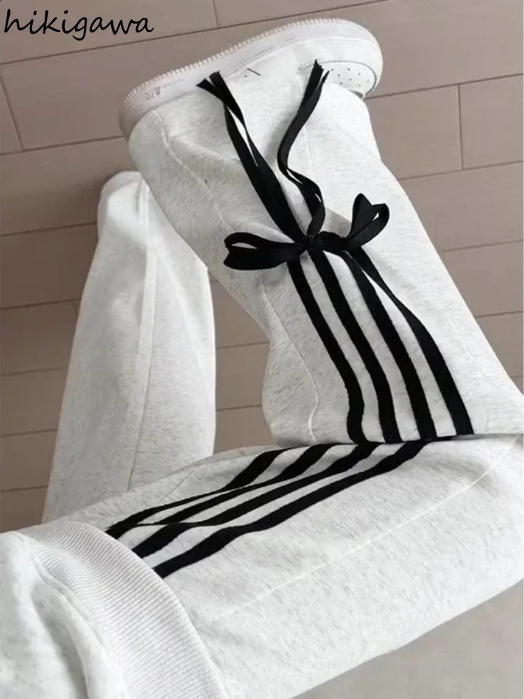 Korean Fashion Personality butterfly bandage Streetwear Leg Pants Bandage Bow High Waist Trousers Casual Y2k Pantalon Femme 240810