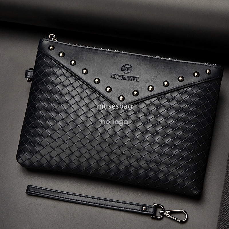 The new PU material of high quality men and women's personality button bag woven hand bag cross-border products