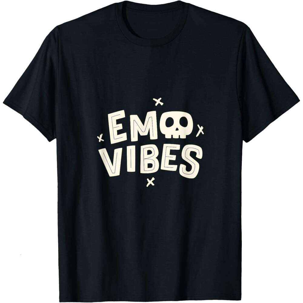 T shirt for Mens Emo Shirt Emo Vibes Alternative 2000 Emo Punk Skull Goth T-Shirt Shirts Tshirt Graphic Tee Casual Tops Clothes Short sleeve