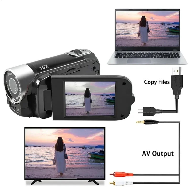 DV video camera 1080P full HD 16MP anti shake digital 270 degree rotating screen 16X night shooting zoom y240805