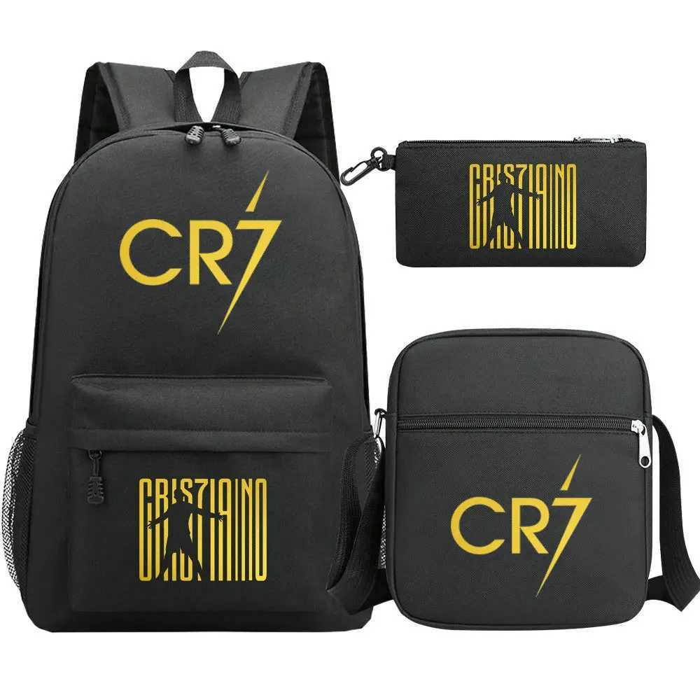 3pcs New CR7 Backpack Fashion School Bags For Boys Girls Teenagers Laptop Mochilas With Shoulder Bags Y240809