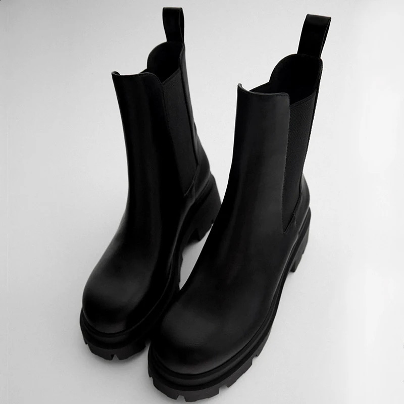 Women Chelsea Boots Feamle Autumn Winter Ankle Boots Women Thick Bottom Platform Shoes Ladies Knitted Fashion Short Boots 240810