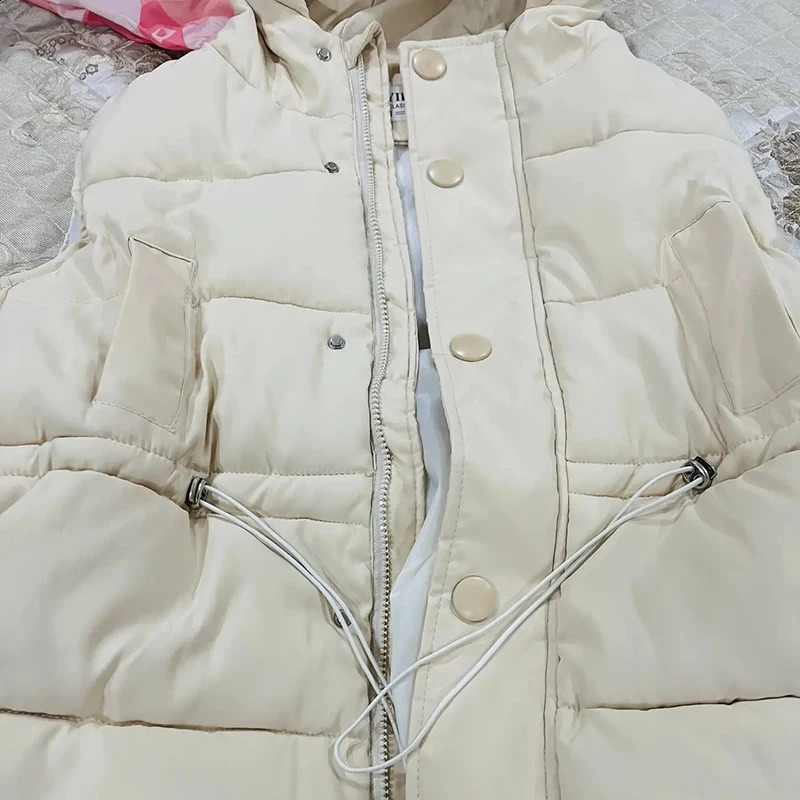 Winter Hooded Big Size 4xl Vest Warm Puffy Sleeveless Jackets Thicken Down Cotton Chaleco Fashion Adjustable Waist Waistcoat 240809