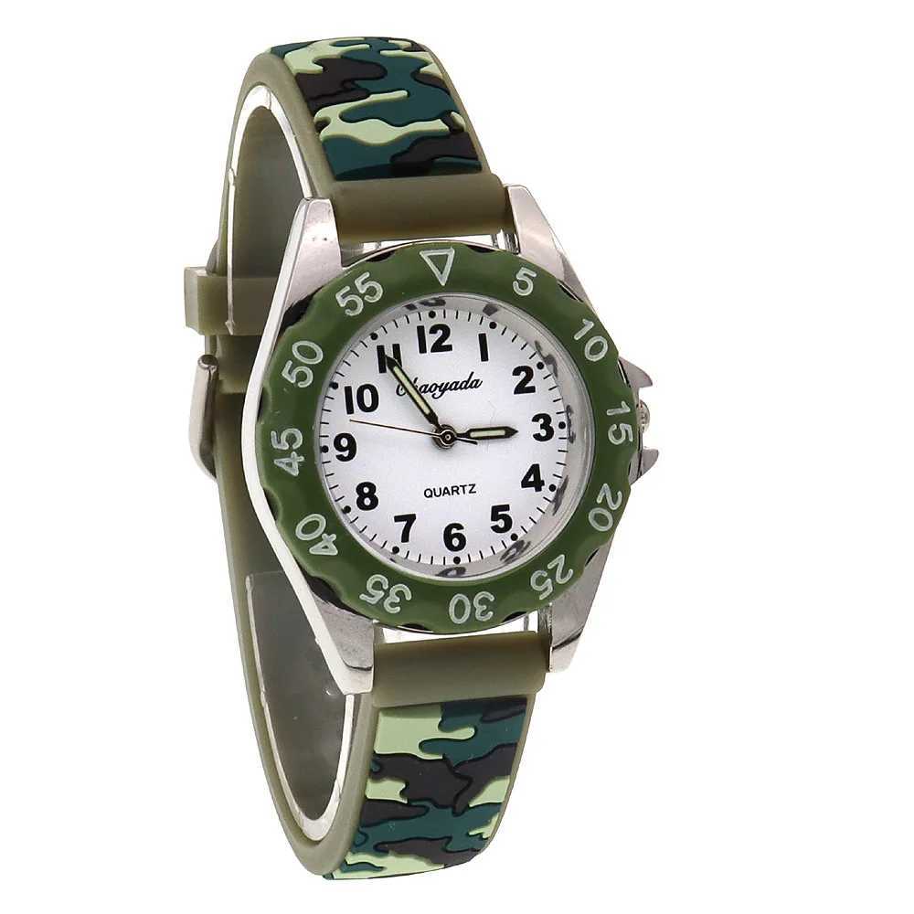 chaoyada Children Boys Girls Watch Silicone Military Camouflage Strap Quartz Wristwatch Kids Birthday Gifts Students Watches Y240809