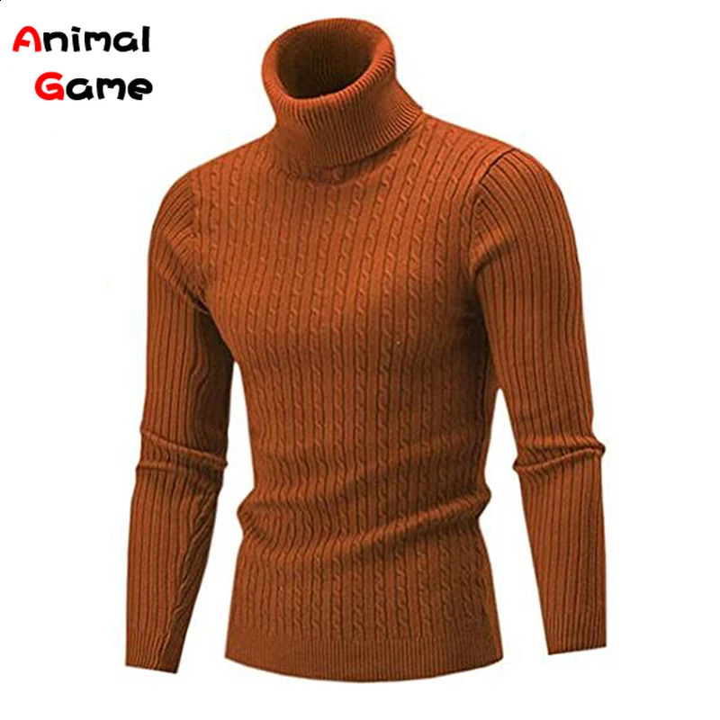 Winter Warm Turtleneck Sweater Casual Mens Rollneck Warm Knitted Sweater Keep Warm Men Jumper Knit Woolen Sweater 240809
