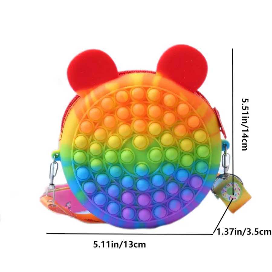 Cute cartoon colorful stress relief shoulder crossbody bag for boys and girls holiday gift kids stress relief pop fingertip toy Y240809