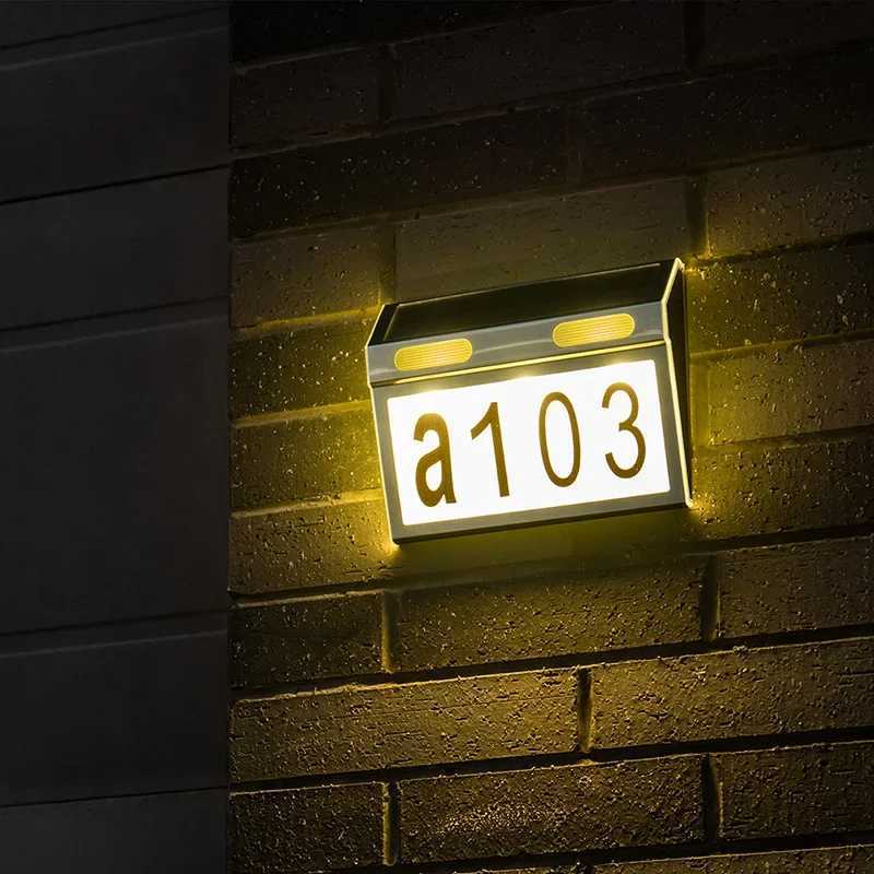 LED Solar Wall Lamp Warm White Neutral Lighting Light Yard Door Fence New Solar House Number Light Outdoor Waterproof StainlessCL240809