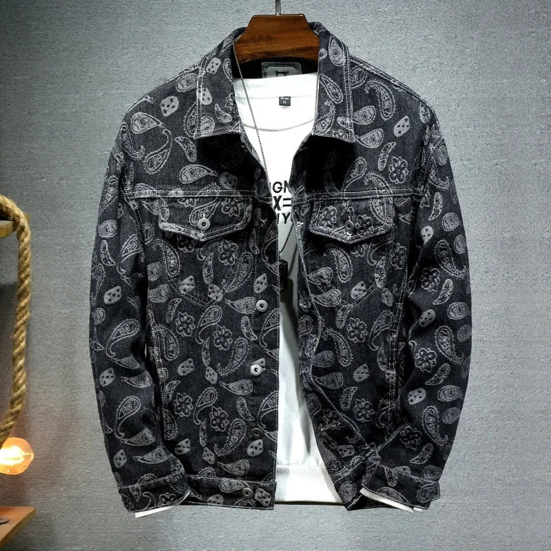 Spring Autumn Cotton printing Jeans Jacket Man Fashion Denim Jackets Coat Male Casual Bomber Jacket Men Clothing Outwear tops 240816
