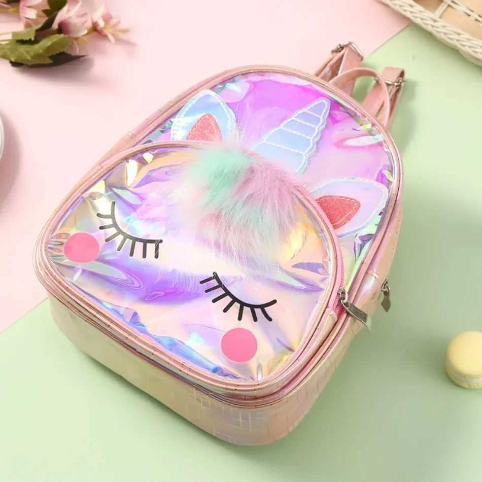 Toddler Kids Unicorn Waterproof TPU School Bag Jelly Backpack Children Kids Lovely Animal Laser Fashion Cartoon Shoulders Bag Y240809