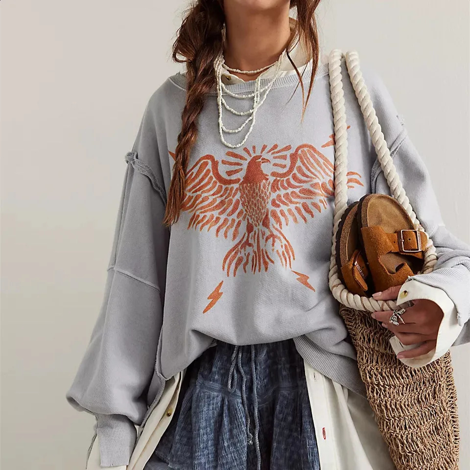 Womens Graphic Sweetgirl Y2k Long Sleeve Falling Shoulder Crewneck Shirt Top Mens Double sided Floral Retro Side Seam Sweater 240809