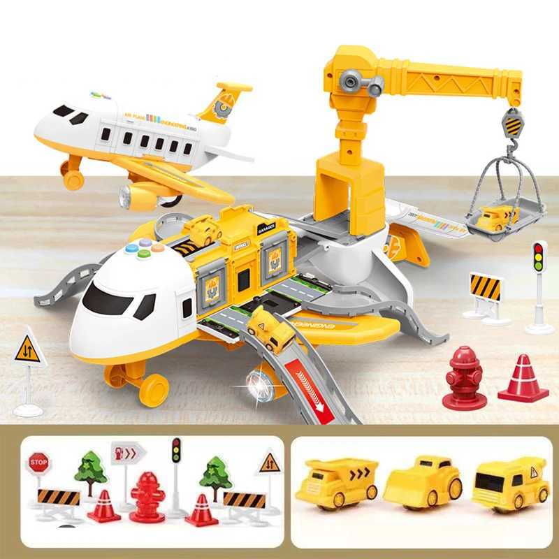 New Deformation Music Simulation Track Inertia Toy Aircraft Large Size Passenger Plane Kids Airliner Toy Car for Childrens Gift Y240809