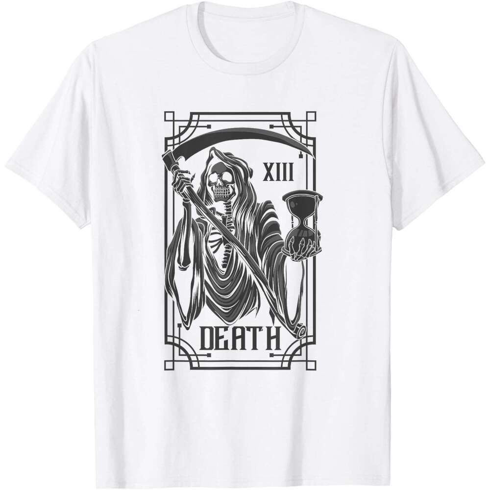 2025S Fashion Designer T Shirt For Mens Tarot Card Shirt Goth Death Grim Reaper Occult Pagan Satanic T Shirt Shirts Tshirt Graphic Tee Casual Tops Clo