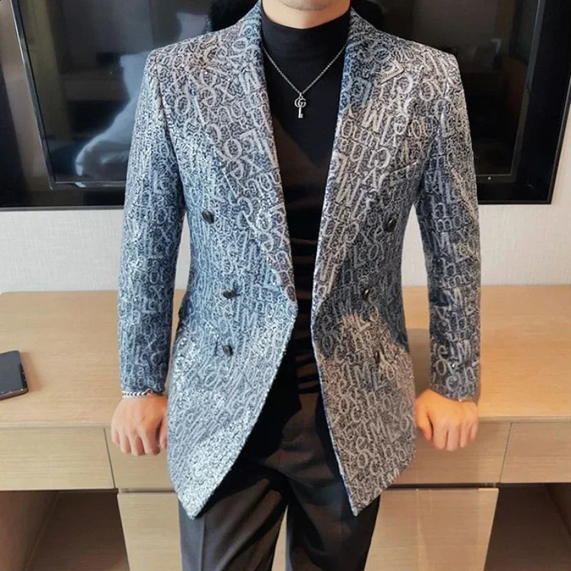 Mens Party Jacket Double Chest Jacket Plus Large Mens and Pioneer Oversized Classic High Quality Retro Simple 2024240809