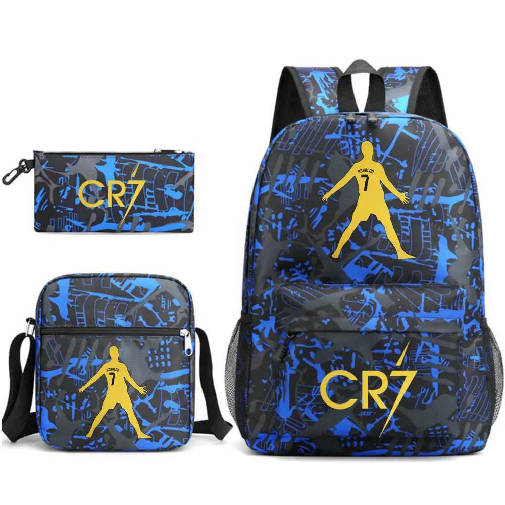 3pcs New CR7 Backpack Fashion School Bags For Boys Girls Teenagers Laptop Mochilas With Shoulder Bags Y240809