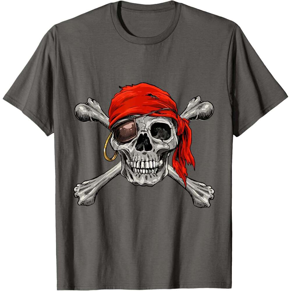 T shirt for Mens Jolly Roger Pirate Shirt Skull & Crossbones Shirt Halloween T-Shirt Shirts Gothic Tshirt Graphic Tee Casual Tops Clothes Short sleeve