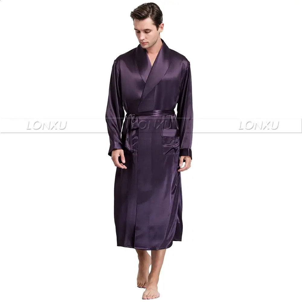 Mens silk satin robe bathroom pajamas S~3XL Plus_Fit for all seasons 240822