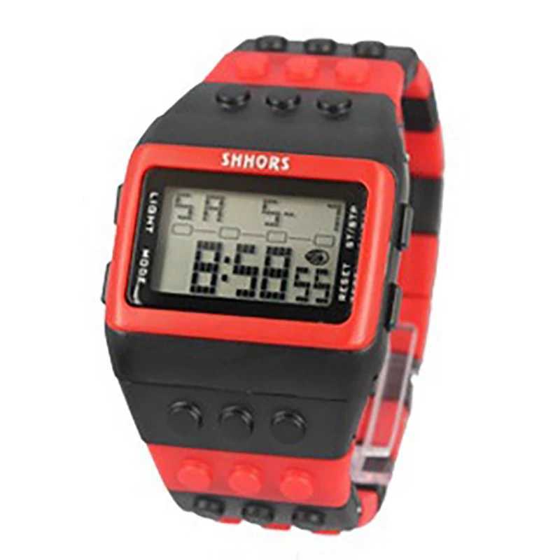 UTHAI CE145 Colorful Building Blocks DIY Digital Electronic Student Watch Leisure Sport Fashion Multifunctional Childrens Watch Y240809