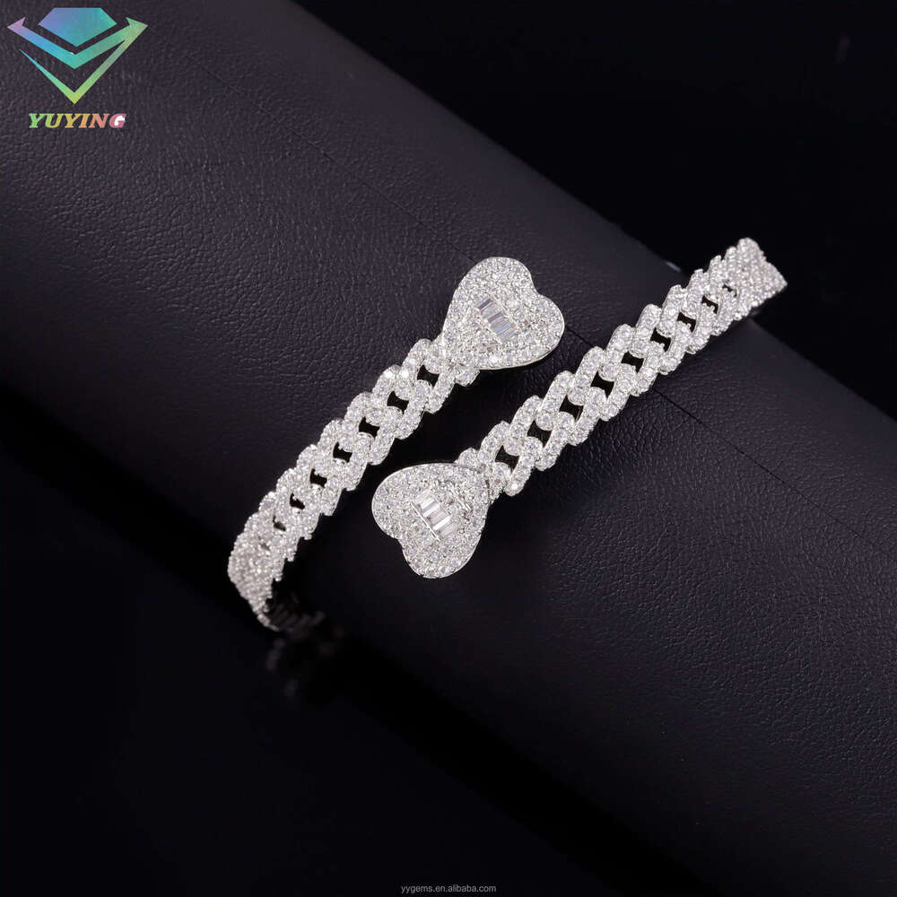 Fashion Jewelry Bracelets Bangles 13Mm S Sier White Baguette Moisssanite Stone Single Row Bracelet For Men Women Style
