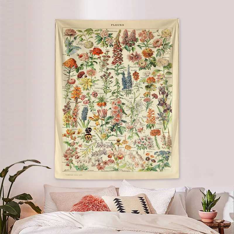 1pc Retro floral and plant tapestry collection garden floral identification reference picture tapestryXJ240810