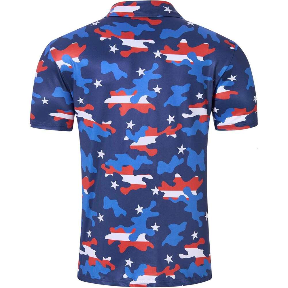Fashion Mens Polo shirt Mens American Flag Golf Shirts 4th of July Polo Shirt Dry Fit USA Patriotic Short Sleeve Polos shirts tshirt summer clothes Sh