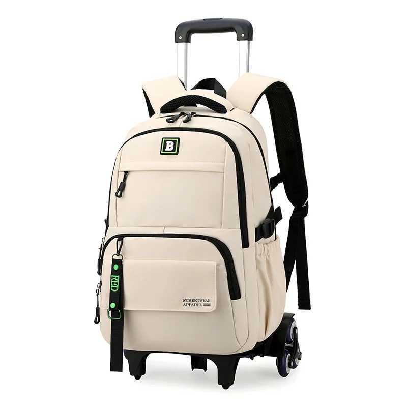 School Bag With Wheels Rolling Backpack For Boy Girls Kids Wheeled Trolley Schoolbags Travel Trolley 2/6 Wheels backpack Luggage Y240809