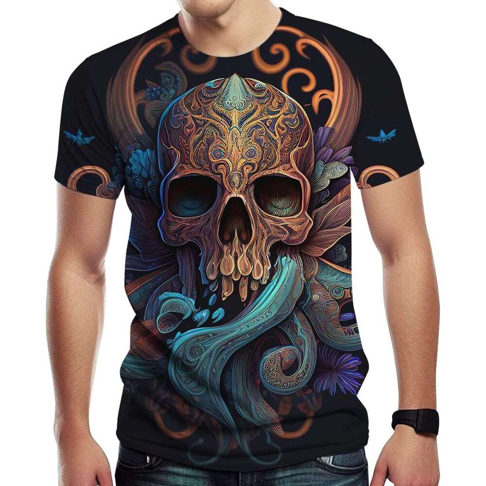 Halloween Mens T shirt Darkness Skull King Shirt Sea Creature Jellyfish Octopus T-Shirt shirts tshirt graphic tee Casual tops summer clothes Short sle