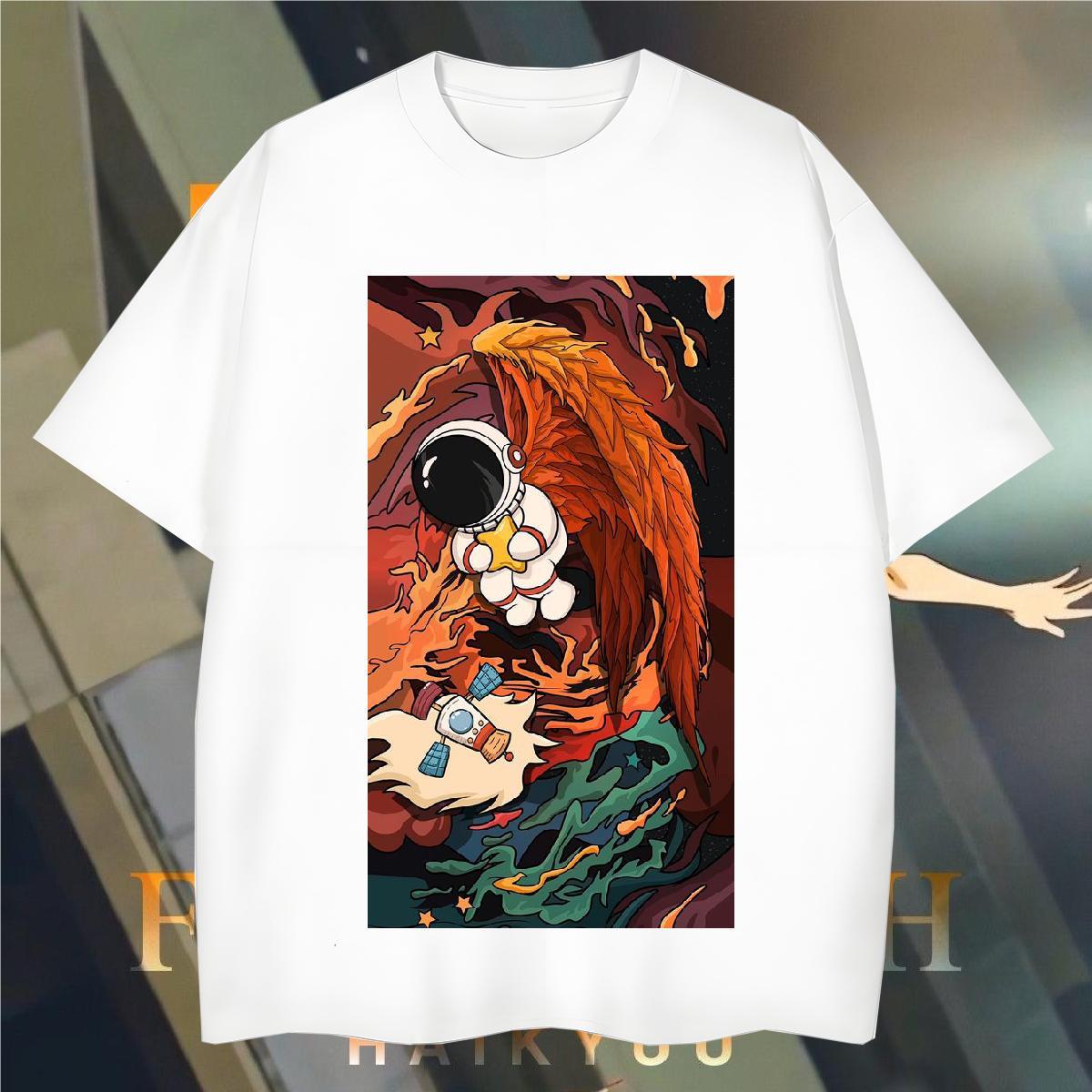 Designer Men Tops Tees spaceman 100% Cotton 230g Casual Daily Wear Crew Neck Breathable T shirt Plus Size Cartoon Brand Clothings
