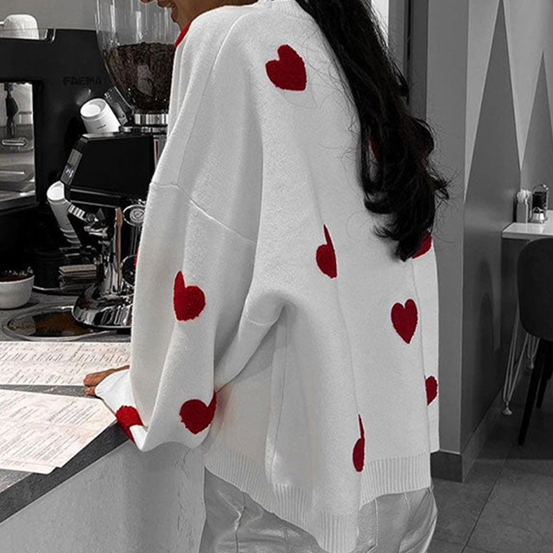 2024 Autumn/Winter New Embroidered Love Sweater Women's Internet Red Style Knitted Hoodie ins dongdumaoyi