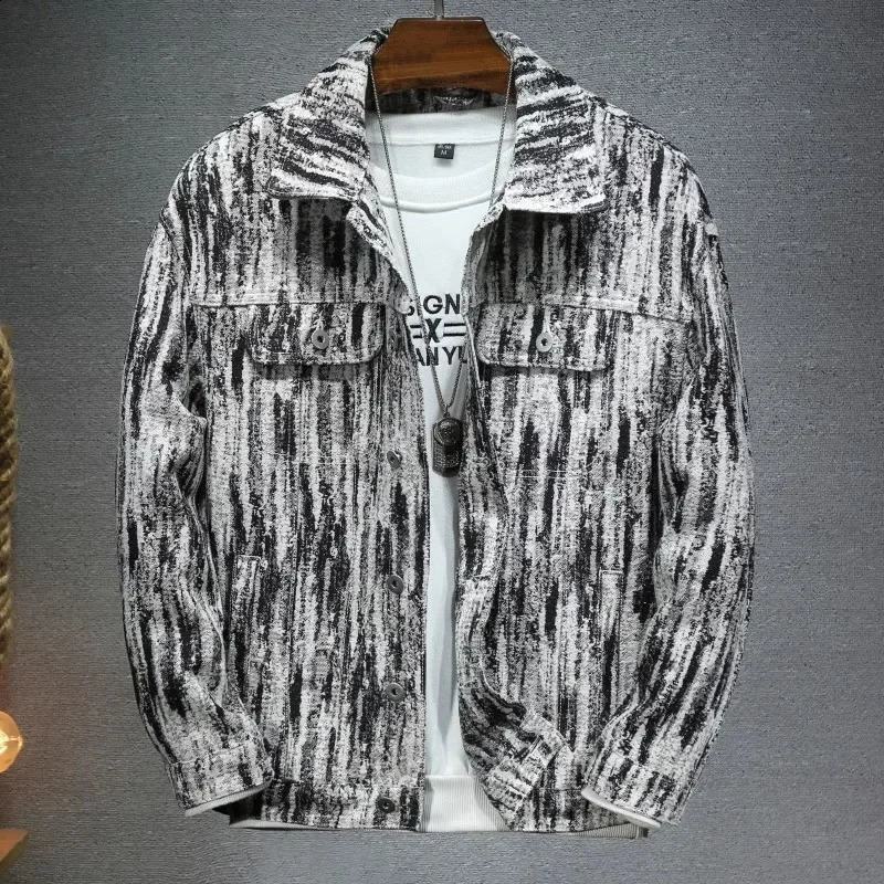 Spring Autumn Cotton printing Jeans Jacket Man Fashion Denim Jackets Coat Male Casual Bomber Jacket Men Clothing Outwear tops 240816